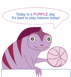 Chameleon purple cartoon